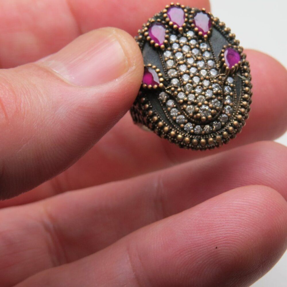 *925 Sterling Silver Diamond Ruby Ring - image 4